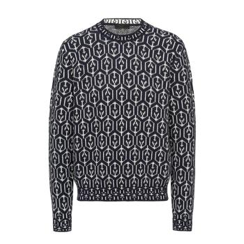 Prada | 【预售3-7天】PRADA/普拉达 21年秋冬 男士海军蓝/白色羊毛和羊绒提花圆领毛衣UMB258_1ZJ0_F057L_S_212商品图片,8折, 包邮包税