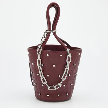 亚历山大·王包, Alexander Wang | Alexander Wang Burgundy Leather Mini Roxy Studded Bucket Bag商品图片 5.3折