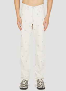 推荐Relaxed Floral Print Jeans in White商品