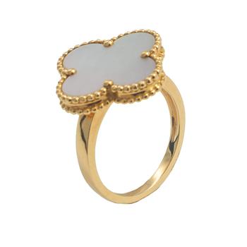 Van Cleef & Arpels, [二手商品] Van Cleef & Arpels | Van Cleef & Arpels Magic Alhambra Mother Of Pearl Yellow Gold Ring Size 54商品图片 8.6折