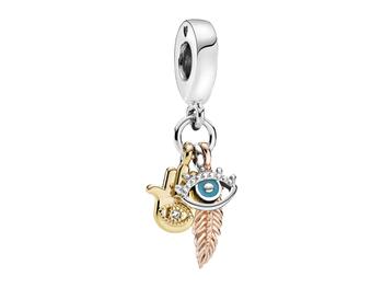 潘多拉项链好用吗, PANDORA | Hamsa, All-seeing Eye & Feather Spirituality Dangle Charm商品图片 