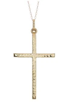 CANDELA JEWELRY | 10K Yellow Gold Hammered Cross Pendant Necklace,商家Nordstrom Rack,价格¥932