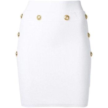 推荐Button-Embellished Ribbed Stretch-knit Mini Skirt商品