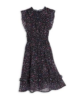 商品Girls' Abstract Dot Print Flutter Midi Dress, Big Kid - 100% Exclusive图片