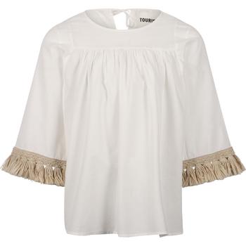 推荐Ruffled tassel blouse in off white商品