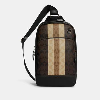 coach tabby双肩包, Coach | Coach Outlet Graham Pack In Blocked Signature Canvas With Varsity Stripe商品图片 5.5折