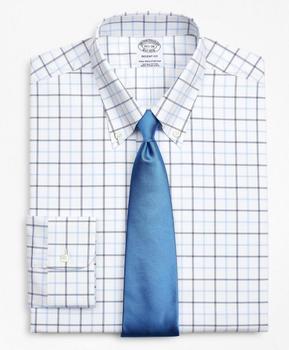 Brooks Brothers | Stretch Regent Regular-Fit Dress Shirt, Non-Iron Poplin Button-Down Collar Double-Grid Check商品图片,特价