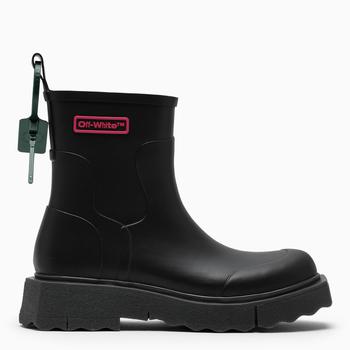 推荐Black leather ankle boots with logo商品