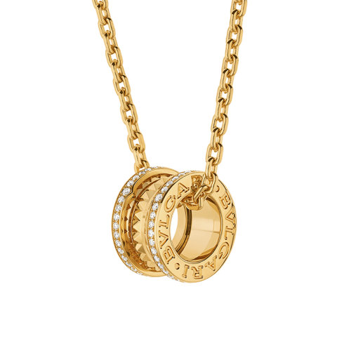   BVLGARI/宝格丽  B.ZERO1系列 18k金黄金镶钻吊坠饰有密钉钻石项链358349,价格$8702.01