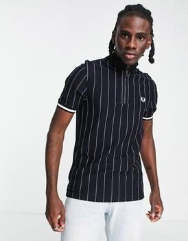 fred perry polo衣服, Fred Perry | Fred Perry fine stripe polo shirt in black商品图片 5.9折