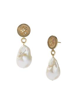 商品Gloria Amulet 9K Gold, Sapphire & Pearl Drop Earrings图片