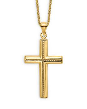 商品Bloomingdale's | Men's Beaded Cross Pendant Necklace in 14K Yellow Gold, 20" - 100% Exclusive,商家Bloomingdale's,价格¥5340图片