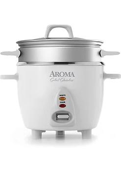 商品Aroma Housewares ARC-753-1SG 6-Cup (Cooked), 1.2Qt. Select Stainless Pot-Style Rice Cooker, & Food Steamer, One-Touch Operation, White图片