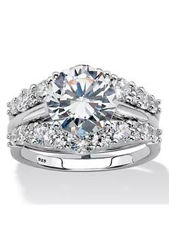 推荐4.40 TCW Round Cubic Zirconia Platinum over Silver Jacket Bridal Ring Set商品