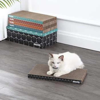 THE LICKER STORE | Naomi 17" Modern Cardboard Reversible Cat Scratcher Pad in Box with Catnip, Multi-Colored (5-Pack),商家Premium Outlets,价格¥385