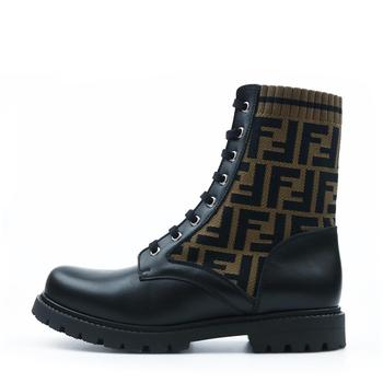 商品Fendi | Black & Brown FF Logo Boots,商家Designer Childrenswear,价格¥4883图片