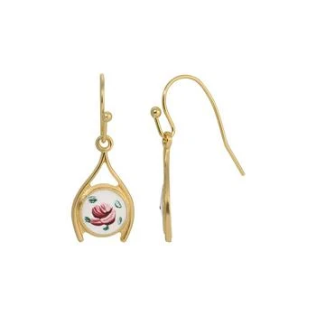2028 | Enamel Flower Wishbone Drop Earrings,商家Macy's,价格¥164