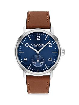 Coach | Harrison Stainless Steel Leather Strap Watch商品图片,7折