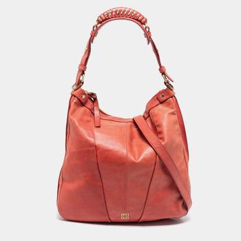 推荐Givenchy Coral Red Pleated Leather Hobo商品