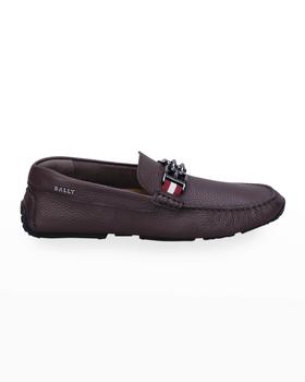 bally男鞋男鞋, Bally | Men's Parsal Pebbled Leather Drivers w/ B-Chain Bit商品图片 