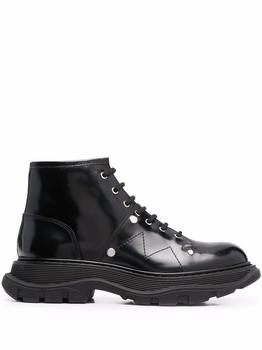 推荐Alexander Mcqueen Women's  Black Leather Ankle Boots商品