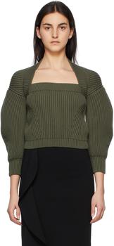 Green Rib Knit Square Neck Sweater product img