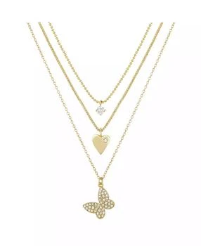 Unwritten | 14K Gold Flash-Plated 3-Pieces Cubic Zirconia Butterfly Layered Pendants Set,商家Macy's,价格¥160