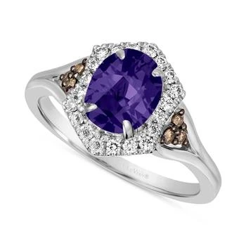 Le Vian | Blueberry Tanzanite (1 ct. t.w.) & Diamond (1/3 ct. t.w.) Halo Ring in 14k White Gold,商家Macy's,价格¥32781