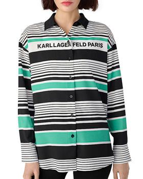 Karl Lagerfeld Paris | Striped Oversized Logo Shirt商品图片,3折
