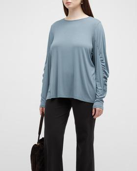 推荐Plus Size Hisaki Ruched-Sleeve Top商品