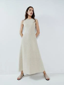 推荐Sleeveless nylon-blend raffia shift dress商品