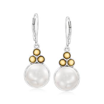 Ross-Simons | Ross-Simons 11-12mm Cultured Button Pearl Drop Earrings in Sterling Silver and 14kt Yellow Gold商品图片,7折