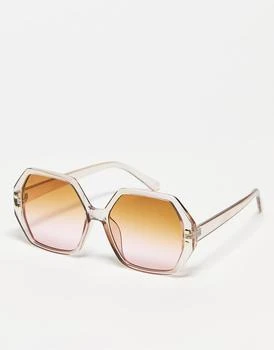 推荐Jeepers Peepers oversized hexagonal sunglasses in blush商品