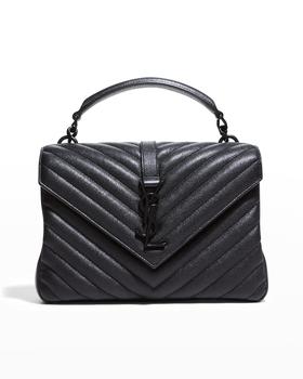 Yves Saint Laurent | College Medium Monogram YSL V-Flap Crossbody Bag - Black Hardware商品图片,