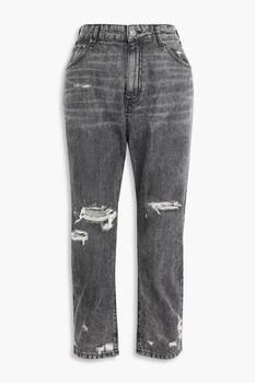 推荐Cropped distressed boyfriend jeans商品