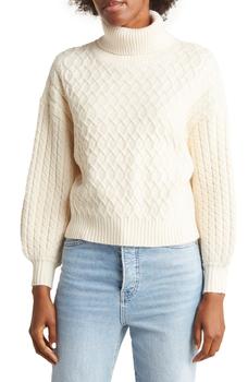 Tahari | Cable Stitch Turtleneck Sweater商品图片,3.2折