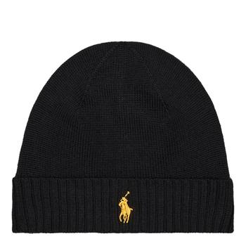 拉夫劳伦帽子新款, Ralph Lauren | Ralph Lauren Logo Beanie - Black / Gold商品图片 