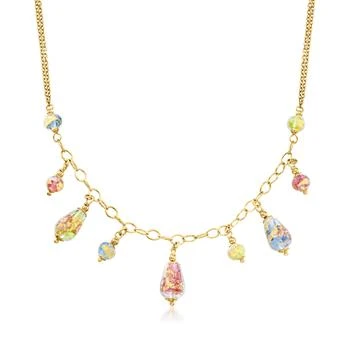 Ross-Simons | Ross-Simons Italian Multicolored Murano Glass Bead Drop Necklace in 18kt Gold Over Sterling 7.1折, 独家减免邮费