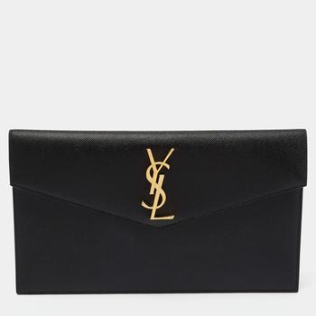 Yves Saint Laurent | Saint Laurent Black Grained Leather Medium Uptown Clutch商品图片,9折
