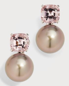 商品White Gold Morganite and Tahitian Pearl Earrings,商家Neiman Marcus,价格¥56935图片