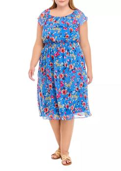 Sandra Darren, Sandra Darren | Plus Size Flutter Sleeve Midi Dress商品图片 2.5折×额外8.5折, 额外八五折