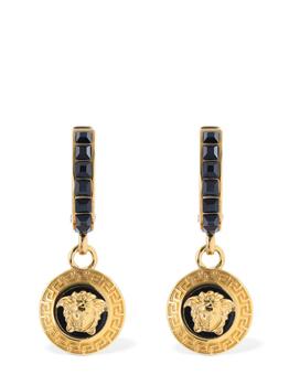 范思哲项链正品, Versace | Medusa Crystal Charm Hoop Earrings商品图片 