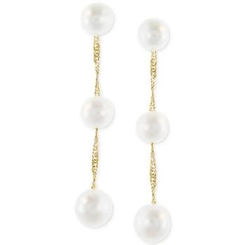Effy | EFFY® Cultured Freshwater Pearl Triple Drop Earrings in 14k Yellow, White or Rose Gold (5mm) 独家减免邮费