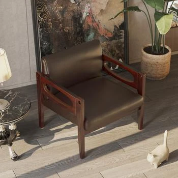 Simplie Fun | Mid-Century Modern PU Leather Aceent Chair,商家Premium Outlets,价格¥2339