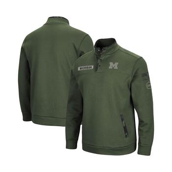 Colosseum | Men's Olive Michigan Wolverines OHT Military-Inspired Appreciation Digit Quarter-Snap Jacket商品图片,