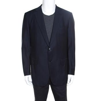 zegna, [二手商品] Zegna | Ermenegildo Zegna Navy Blue Tonal Striped Wool Blazer XL商品图片 1.5折