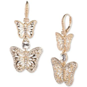 MARCHESA | Gold-Tone Crystal Butterfly Double Drop Earrings,商家Macy's,价格¥357