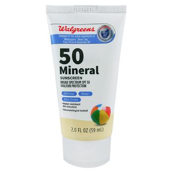 Walgreens | Sheer Mineral Face Sunscreen SPF 50商品图片,独家减免邮费