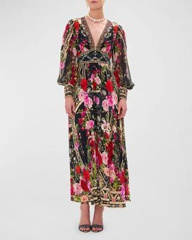 推荐Shaped Waistband Silk Dress with Gathered Sleeves商品