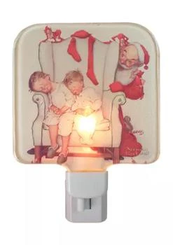 Northlight | 6Inch Norman Rockwell Santa Looking At Two Sleeping Children Glass Christmas Night Light,商家Belk,价格¥428